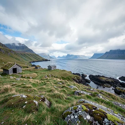 Icelandic isolation, Westfjords remoteness, Turf-roofed storage shed, grass merg