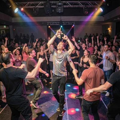Dance floor packed with movement
