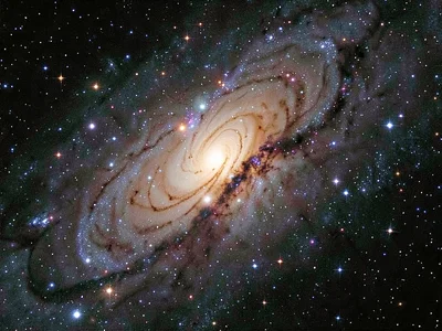 Galaxy merger in progress showing distortion