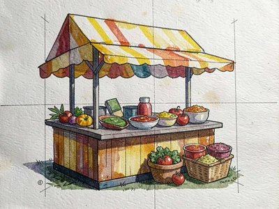 Colorful taco stand