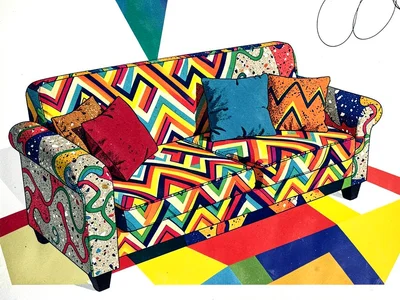 Memphis eighties zigzag couch