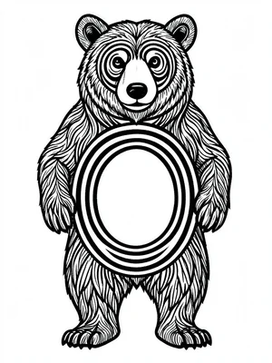 Grizzly bear standing — frontal pose, chest and belly as stacked primary ovoids