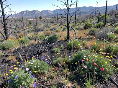 Year-old burn showing full wildflower recovery