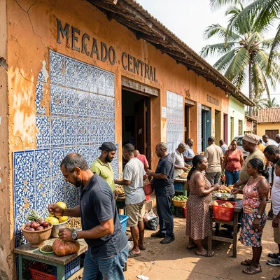 Portuguese colonial tropicália in Maputo, Mozambique, Mercado Central exterior a