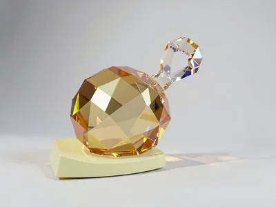 Solid citrine lowpoly toolbox with a faceted golden body and a crystalline carry