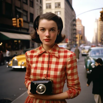 Color Street photo in the style of Vivian Maier Evoki