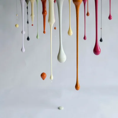 Paint drops suspended