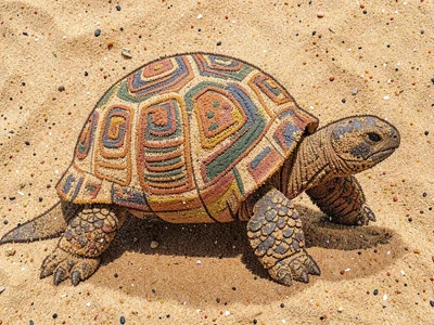 Desert tortoise with patterned shell