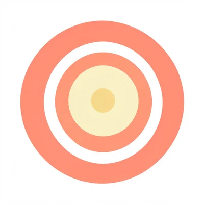 flat-vector arrow-target abstract — three concentric circles in graduated coral