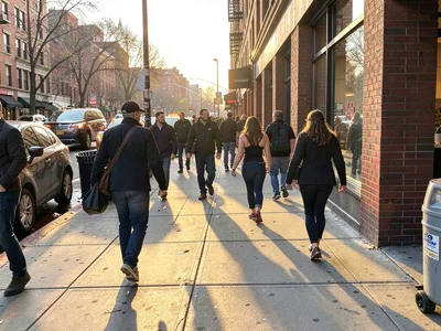 Morning rush sidewalk