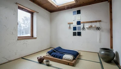 Documentary-style photograph, intimate and close, northern Japanese textile work