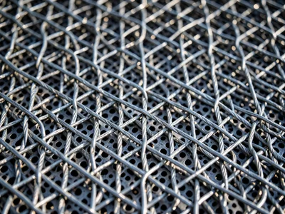 Wire rope mesh for rockfall protection, heavy cables woven into flexible grid, i