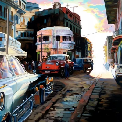 Colorful havana street scene
