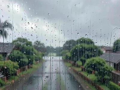 Window view rain streaks