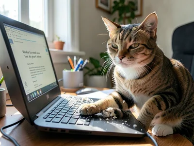 Tabby on Laptop Keyboard