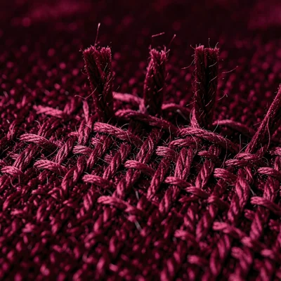 Velvet pile macro showing cut loop fiber ends standing upright on woven base fab