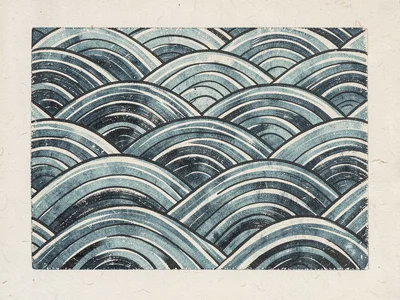 Wave pattern inspired by sea surface, rhythmic repeating arcs