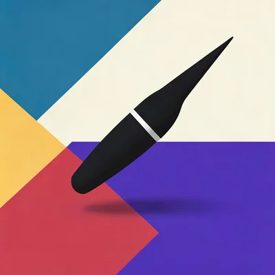 color-block illustration of a comet streak on cream background