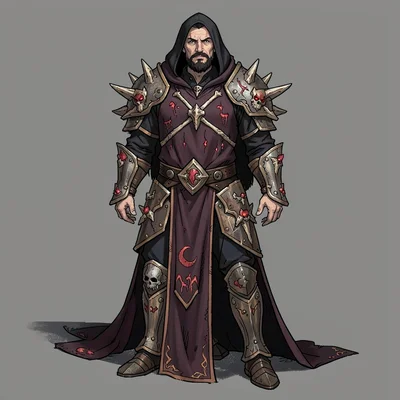 Fantasy armor illustration, a necromancer's robes with bone armor pieces and dea