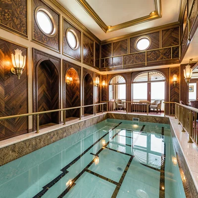 Below-Decks Pool with Bronze Mosaic Surround