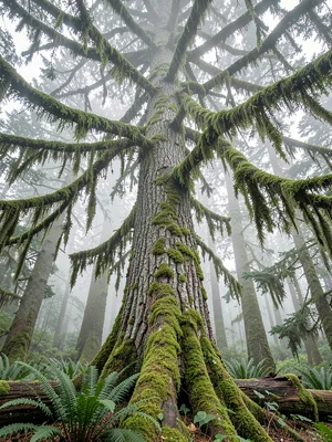 Bigleaf Maple Draped in Club Moss
