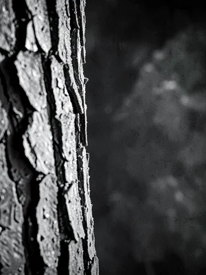 Tree trunk entering from left edge with only bark texture visible