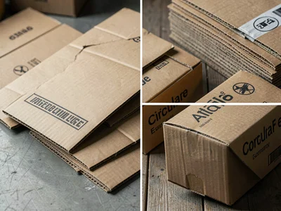 Flattened boxes for recycling, cardboard afterlife, circular economy