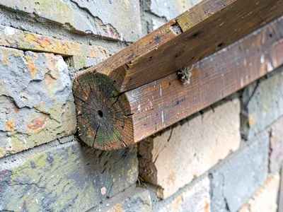 Beam end into masonry pocket