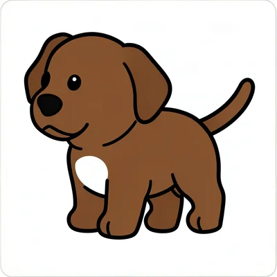 Brown puppy wagging tail