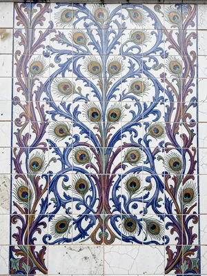 Art Nouveau Peacock Feather Panel — Polychrome Organic Motif