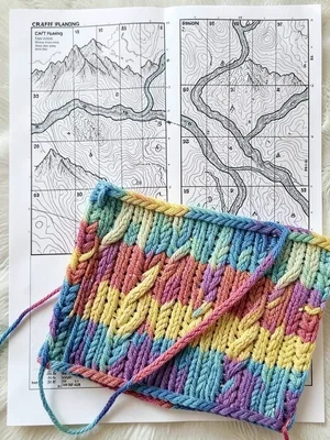 Topo Knit Chart — Grid Paper and Finished Swatch