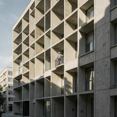 Planned city photography, modernist urbanism, A concrete brise-soleil creating a