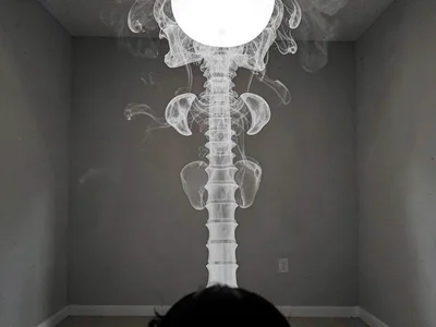 Human body thermal plume rising in still room