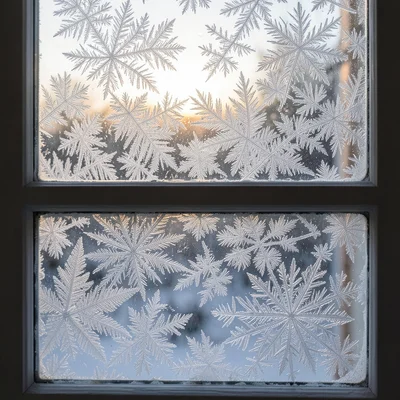 Double-pane frost: different patterns on inner and outer glass, creating a layer