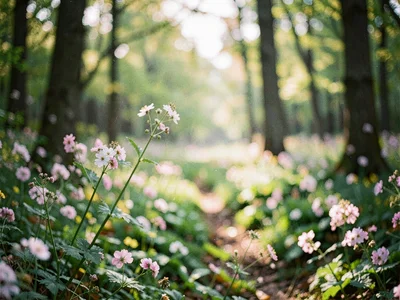 Forest glade soft with bloom