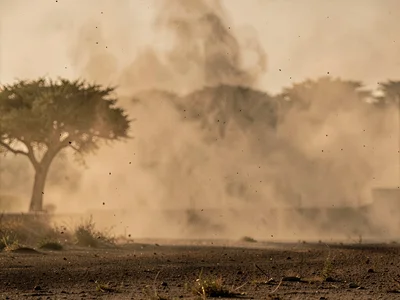 Dust particles catching light creating visible air texture