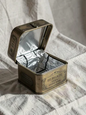 Heritage Tea Tin Hinged Lid Open View