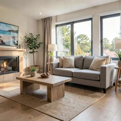 clean staged vacation rental living room ready for booking photos