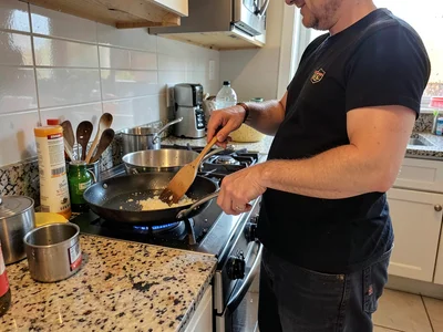 Kitchen counter during cooking