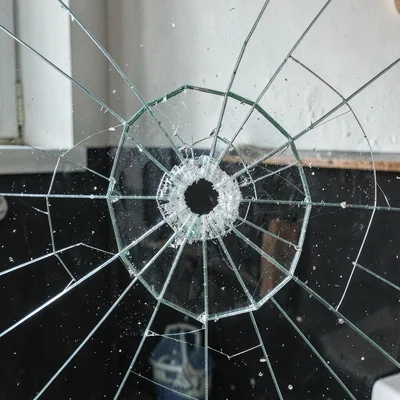 Glass breaking mid-shatter