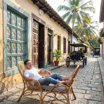 Vigan colonial heritage, Spanish-Filipino fusion, afternoon siesta on rattan cha