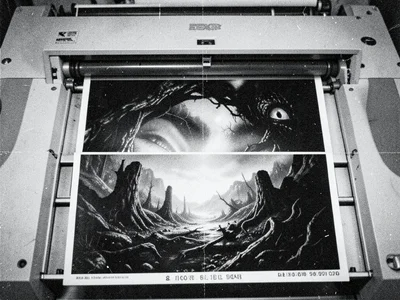 The inside of the copier lid, scanned repeatedly until the hinge mechanism becom