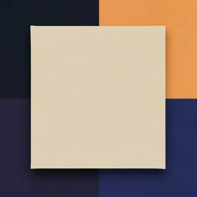 Bold blockcolor catalog tile of a duvet as a flat oat rectangle on deep ink grou