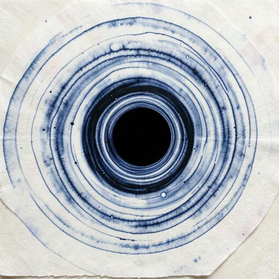 A black hole accretion disk as a tight spiral of ink being pulled into an absolu