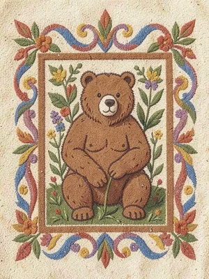 Bear with healing herbs