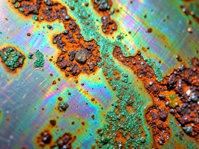 Aluminum with anodic oxidation, rainbow interference colors in the transparent o