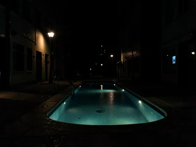 Night street single pool of light