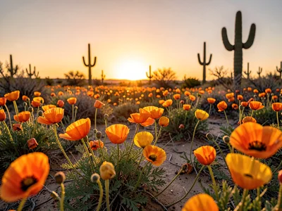 Mexican Poppy Carpet at Sunset