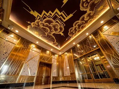 Geometric Cloud Ceiling Mural