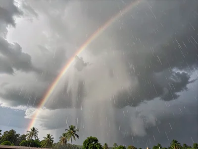 Rainbow appearing as monsoon retreats